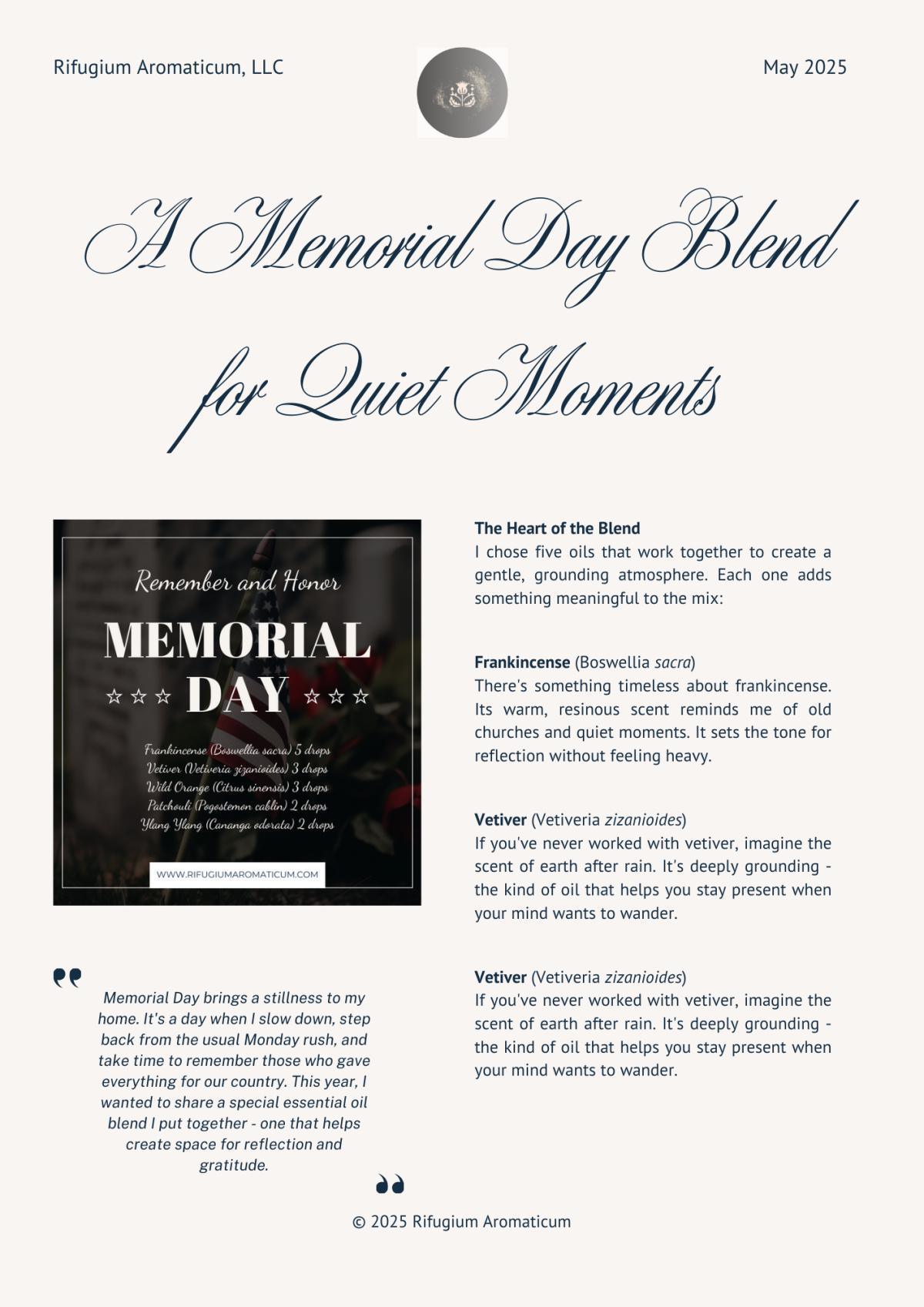 A Memorial Day Blend for Quiet Moments